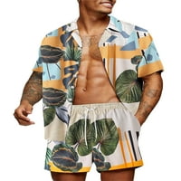 Férfi nyári melegítőben Hawaii ing és rövidnadrág Jogging Sweatsuit Beach Outfit