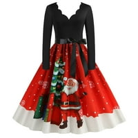 iOPQO Homecoming ruhák őszi ruhák Női Vintage karácsonyi Nyomtatott Hosszú ujjú ruha Háziasszony esti Party báli ruha