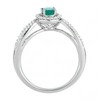 10K White Gold Smaragd & Carat T.W. Gyémánt halo gyűrű