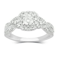 1. Carat T.W Diamond 10K fehér arany eljegyzési gyűrű