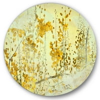 Designart 'absztrakt sárga virág Grunge Art' Modern kör fém fal Art-lemez 23