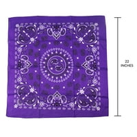 Stílusos alapok lila paisley bandana, pamut, 22 22