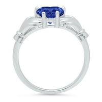 1.06 ct szív vágott kék szimulált Tanzanite 18K fehér arany gravírozás nyilatkozat évforduló eljegyzés esküvő Solitaire