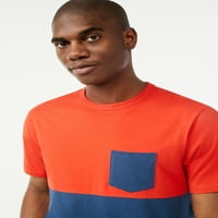 Ingyenes szerelvény férfi színblokkolt póló mellkas zsebével