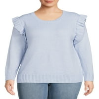 Heart N 'Crush Women's Plus méretű fodros hüvely pulóver