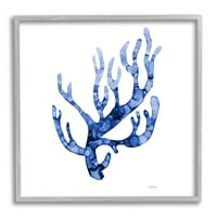 Stupell Industries Coral Sprig Marine Life Növény akvarell részletek Festés Szürke Keretes Art Print Wall Art, Patti