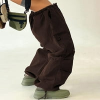 DanceeMangoos női alacsony emelkedésű rakomány nadrág Y2K Harajuku Laza Rugalmas derék nadrág