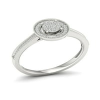 1 5ct TDW Diamond S Sterling ezüst klaszter gyűrű
