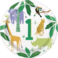Animal Safari 1. születésnapi papír vacsora tányérok, 9in, 8ct