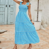 huaai női boho ruhák női nyári ruha hosszú ruha boho print sling alkalmi ruha skims ruha Kék xxl