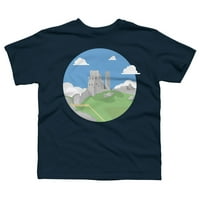 Dorset-Corfe Castle Boys Sötétkék grafikus póló-az emberek XL tervezése