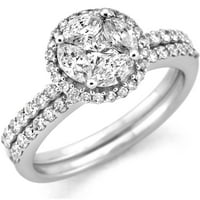 1- Carat T.W. Gyémánt 14KT fehérarany menyasszonyi szett HI I1-I Diamonds-szal